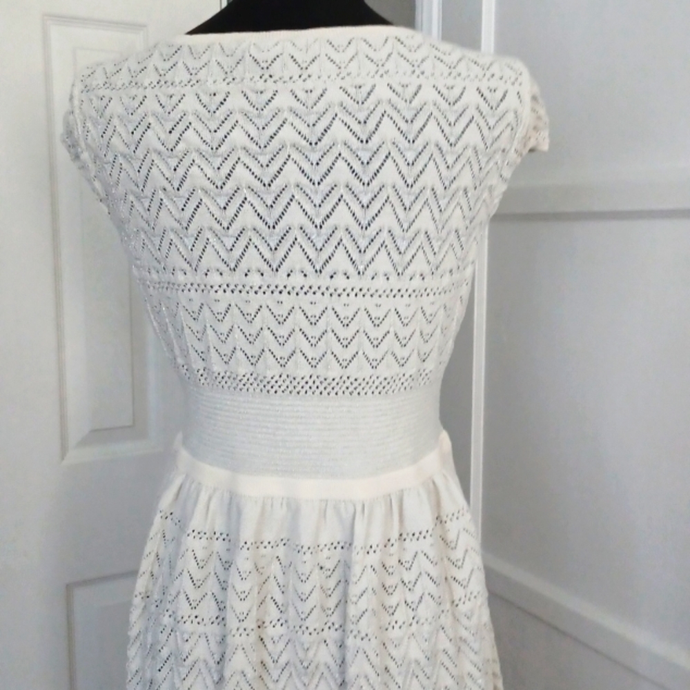 American Eagle Outfitters white and silver knit eyelet dress - Picture 7 of 10